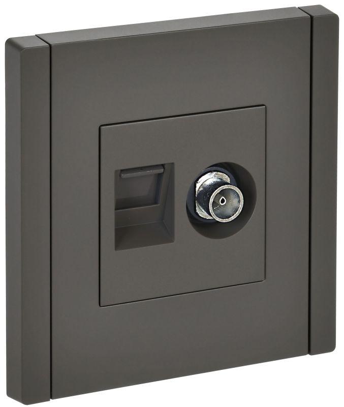 FORTE&PIANO Розетка двойная TV+RJ45 кат.5E FP336 серый IEK FP-AK20-1-K03