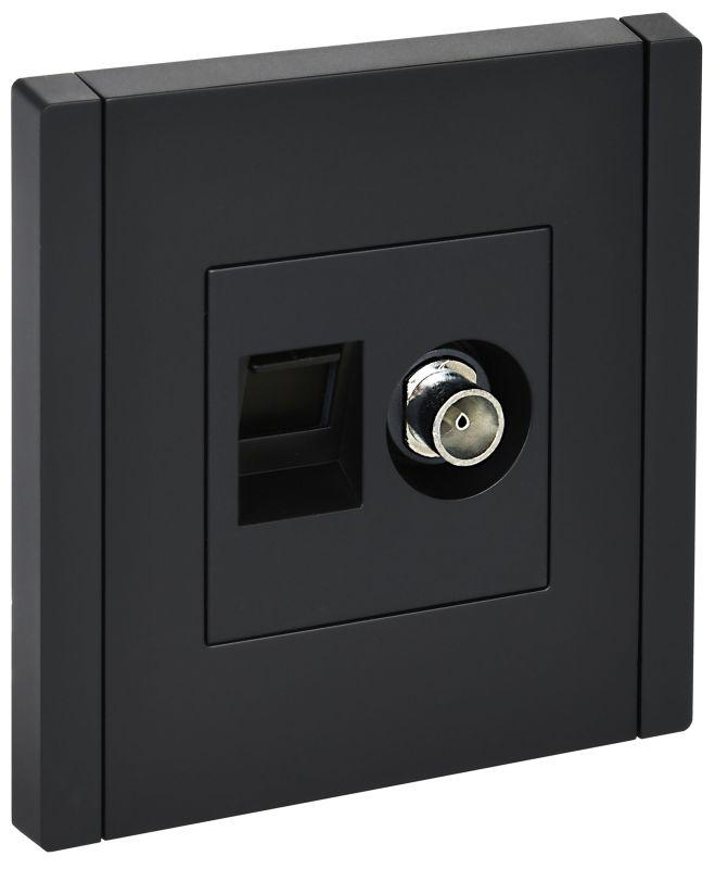 FORTE&PIANO Розетка двойная TV+RJ45 кат.6 FP137 черный IEK FP-AK20-2-K02