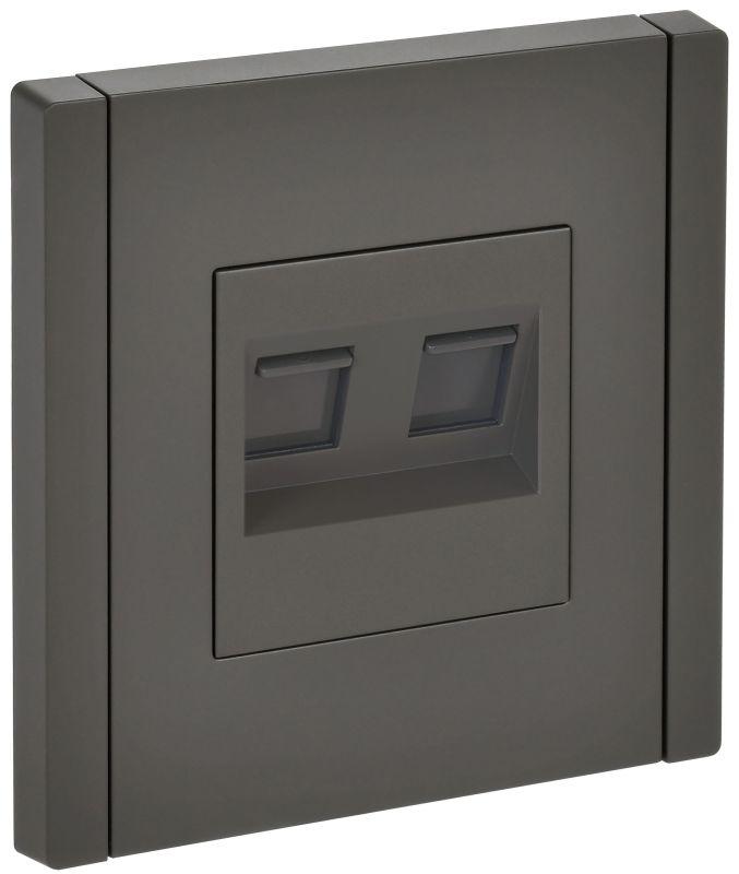 FORTE&PIANO Розетка двойная RJ11+RJ45 кат.5E FP335 серый IEK FP-KT20-O-1-K03