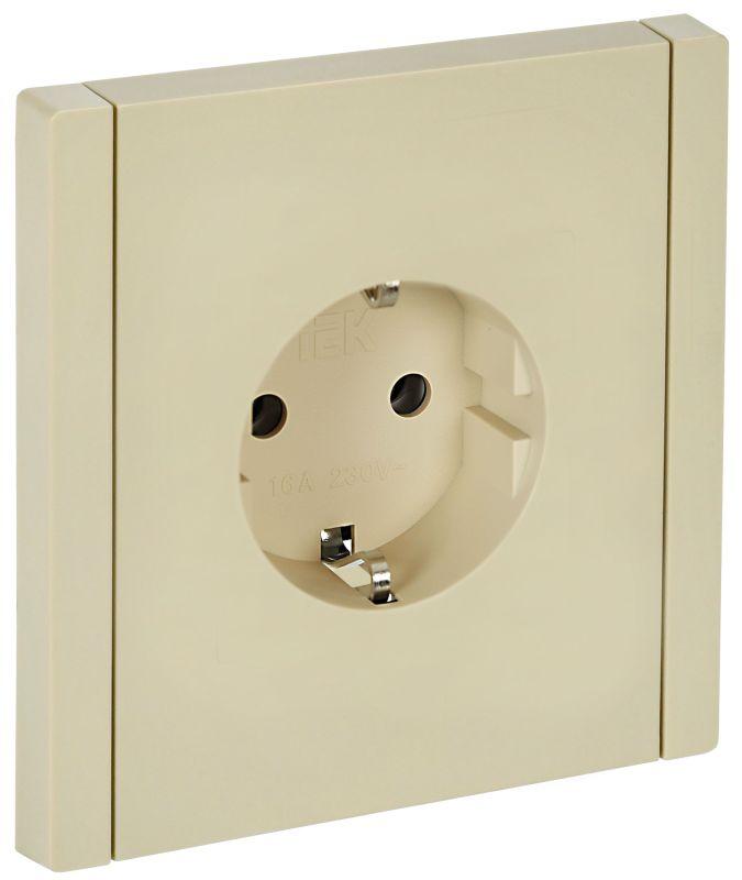 FORTE&PIANO Розетка 1-местная с заземлением без защитных шторок безвинтовое крепление 16А FP414 ваниль IEK FP-R11-16-1-K10