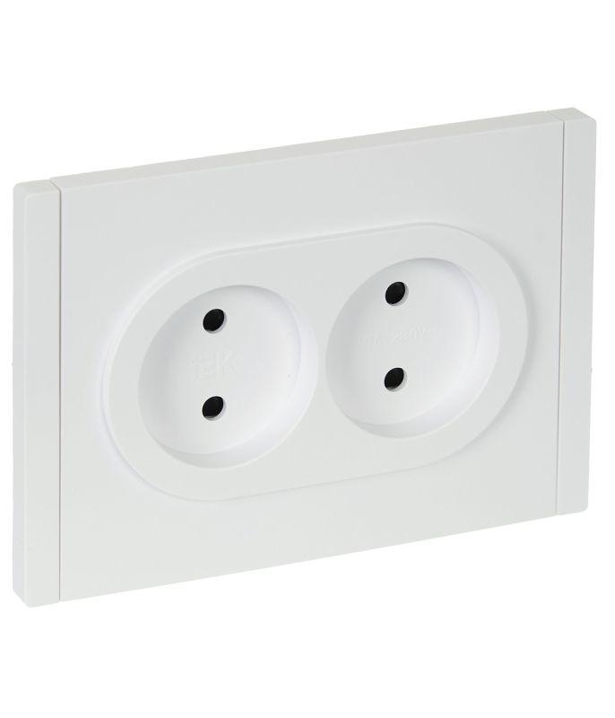 FORTE&PIANO Розетка 2-местная без заземления с защитными шторками безвинтовое крепление 10А FP225 белый IEK FP-R23-10-1-K01