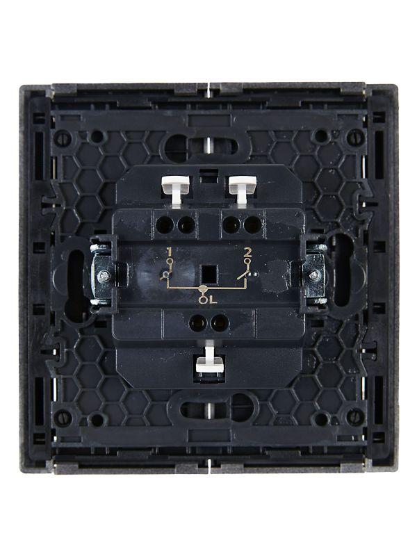 FORTE&PIANO Выключатель 2-клавишный 10А FP505 сталь IEK FP-V20-0-10-1-K46