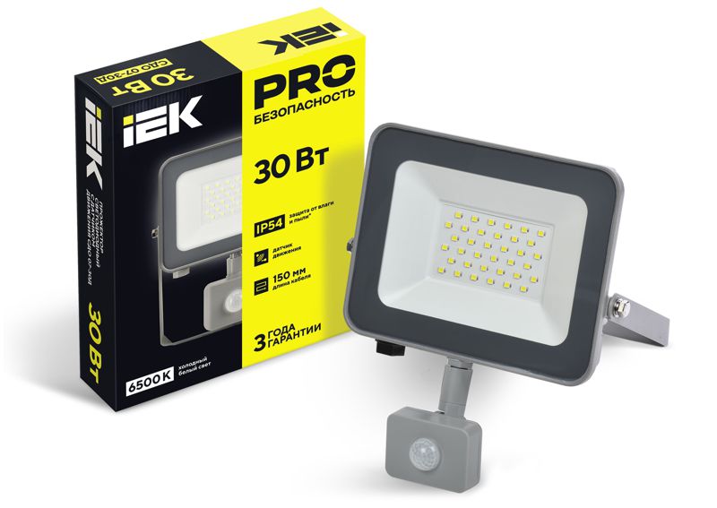Прожектор светодиодный СДО 07-30Д 30Вт 6500К IP54 с датчиком движ. сер. LPDO702-30-K03