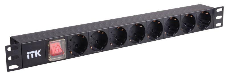 Фото товара PDU 8 розеток нем. ст, с LED выкл, 1U, без шнура, вх. С14 PH12-8D3