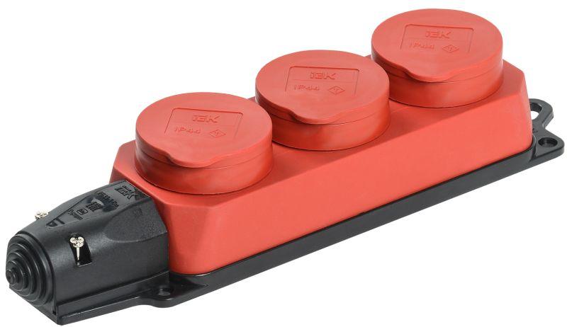 Колодка 3-м ОМЕГА РБ33-1-0м IP44 каучук красн. PKR61-016-2-K04