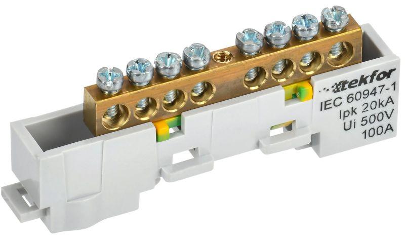 Фото товара TEKFOR Шина PE земля неизолированная на универсальном держателе 6х9-8-Ж IEK TF-NN10-08-DL-K05