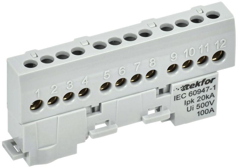 Фото товара TEKFOR Шина L фаза изолированная на универсальном держателе 6х9-12-Ср IEK TF-NN10-12-KL-K03