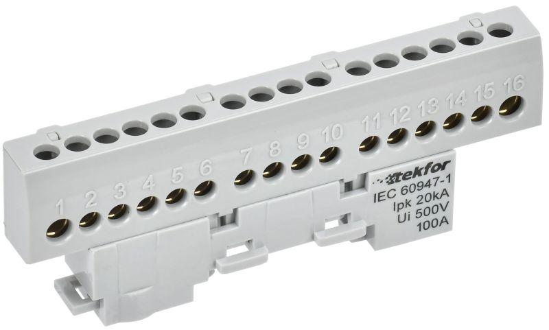 Фото товара TEKFOR Шина L фаза изолированная на универсальном держателе 6х9-16-Ср IEK TF-NN10-16-KL-K03