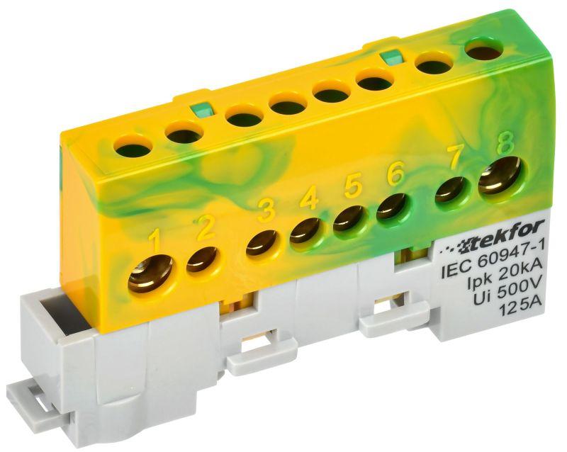 Фото товара TEKFOR Шина PE земля изолированная на универсальном держателе 8х12-8-ЖЗ IEK TF-NN20-08-KL-K52