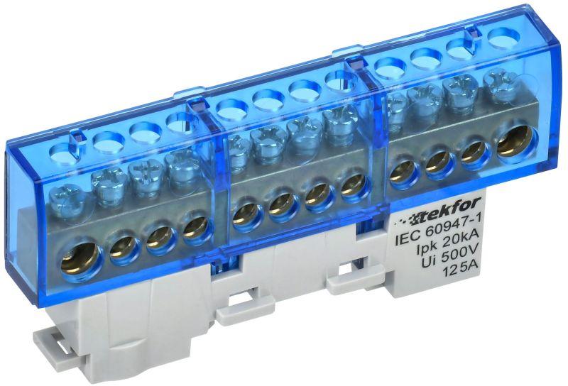 Фото товара TEKFOR Шина N ноль изолированная на универсальном держателе 8х12-12-С IEK TF-NN20-12-KL-K07