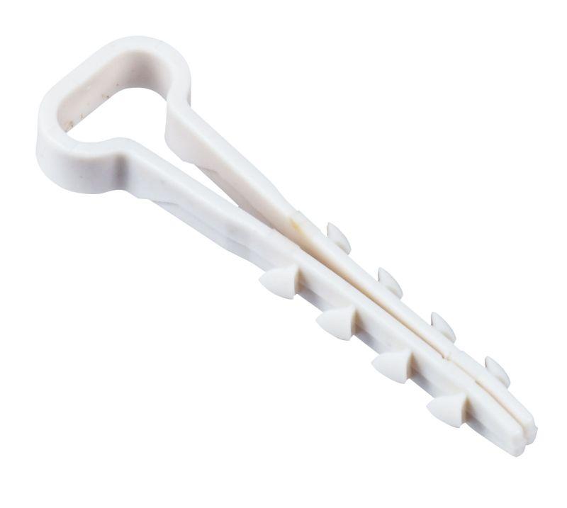 Дюбель-хомут 5х8мм для плоского кабеля нейлон бел. (уп.25шт) UDH14-05-08-025-K01