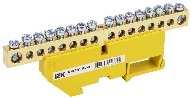 Фото товара Шина PE "земля" на DIN-изол ШНИ-8х12-16-Д-Ж YNN10-812-16D-K05