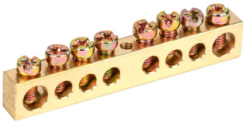 Шина PEN "земля-ноль" 8х12мм 8/1 (8групп/крепеж по центру) YNN20-08-100