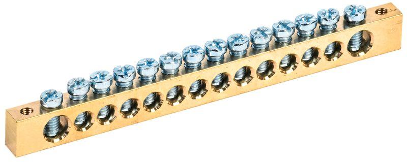 Шина PEN "земля-ноль" 8х12мм 14/2 (14групп/крепеж по краям) YNN21-14-100