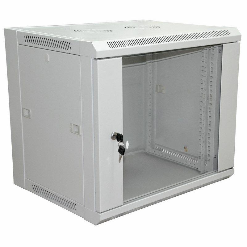 Фото товара Шкаф настенный 19" 6U 600600370мм (ШxГxВ) - передняя дверь стекло, боковые стенк 04-2220
