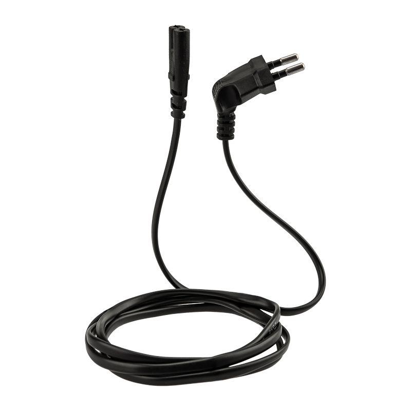 Фото товара Шнур сетевой, вилка угловая - евроразъем С7, кабель 2x0,5 мм?, длина 1,5 метра (PE пакет) 11-1103