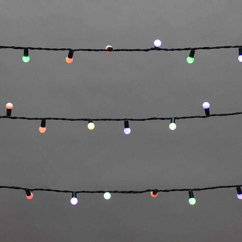 Гирлянда светодиодная "Мультишарики" 20м d15мм 200LED мульти (RG/RB) 11Вт 230В IP44 мигание провод зел. 303-609