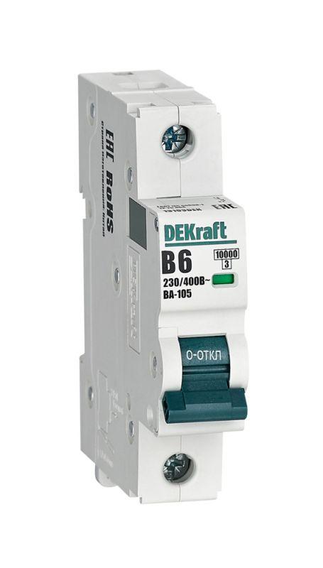 Выключатель автоматический 1P кривая B 6A 10кА ВА-105 13103DEK