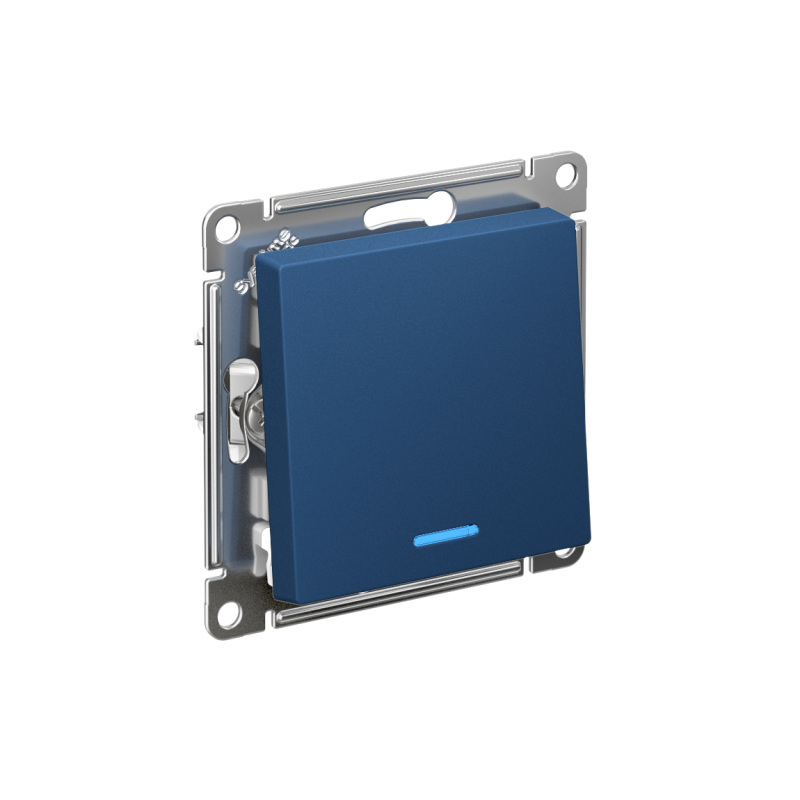 Фото товара Выключатель 1-кл. AtlasDesign (сх. 1а) 10AX с подсветкой механизм аквамарин SE ATN001113