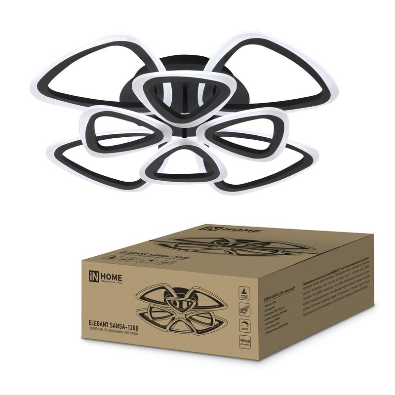 Фото товара Светильник светодиодный ELEGANT SANSA-120В 120Вт 230В 3000-4000-6500К 8400лм 650х650х130мм с пультом ДУ 4690612035390