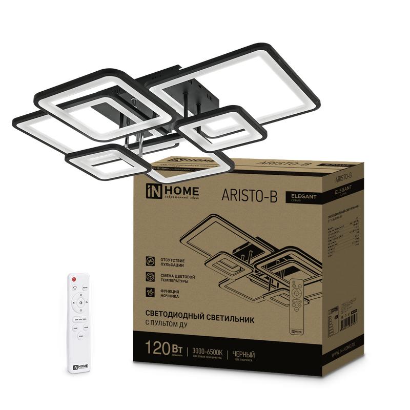 Фото товара Светильник светодиодный ELEGANT ARISTO-B 120Вт 230В 3000-6500К 8400лм 686х587х151мм пульт ДУ черн. 4690612047324