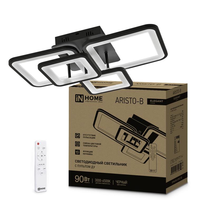 Фото товара Светильник светодиодный ELEGANT ARISTO-B 90Вт 230В 3000-6500К 7000лм 535х370х151мм пульт ДУ черн. 4690612047294