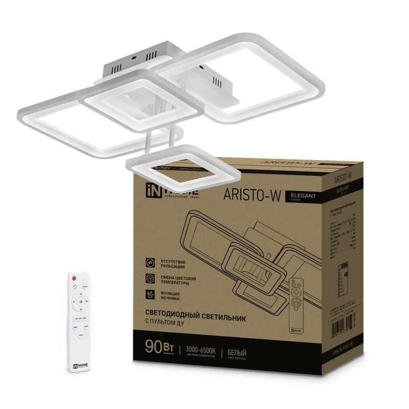 Фото товара Светильник светодиодный ELEGANT ARISTO-W 90Вт 230В 3000-6500К 7000лм 535х370х151мм пульт ДУ бел. 4690612047300