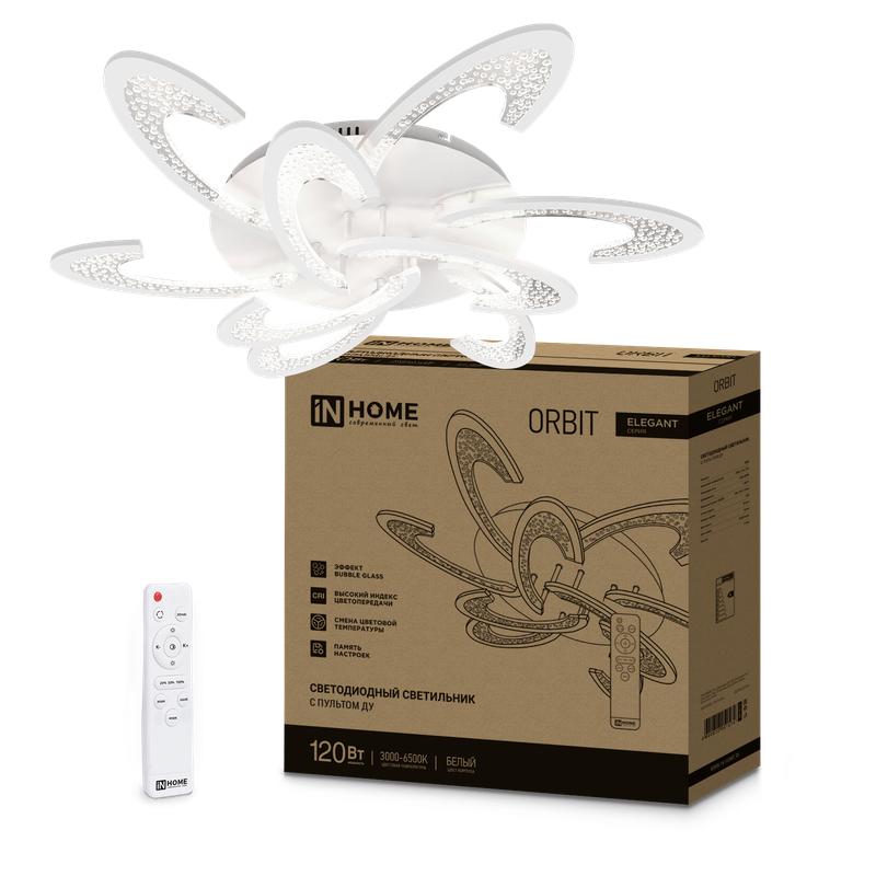 Фото товара Светильник светодиодный ELEGANT ORBIT 120Вт 3000-6500К 8400лм 230В 925х810х120мм с пультом ДУ бел. 4690612051574