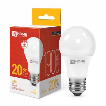 Фото товара Лампа светодиодная LED-A60-VC 20Вт грушевидная 3000К тепл. бел. E27 1900лм 230В 4690612020297