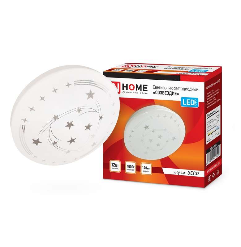 Фото товара Светильник светодиодный DECO 12Вт 230В 4000К 1080лм 210х65мм СОЗВЕЗДИЕ 4690612021829