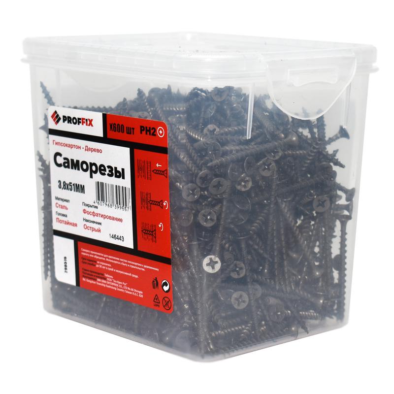 Фото товара Саморез усиленный гипсокартон-дерево 3.8х51 (TWN) (контейнер) (уп.600шт) Tech-Krep PRO/Zitar 146443