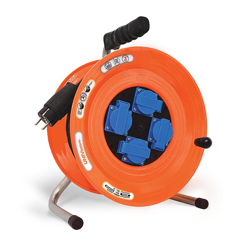 Фото товара Удлинитель на катушке 4х40м с заземл. 16А IP44 ВЕМ-259 КГ 3х1.5 термозащита с защ. крышкой 9632973