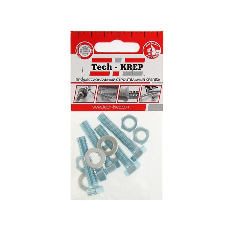 Фото товара Болт с шестигранной головкой М8х40 DIN 933 + гайка + шайба оцинк. (уп.4шт) Zitar 112723