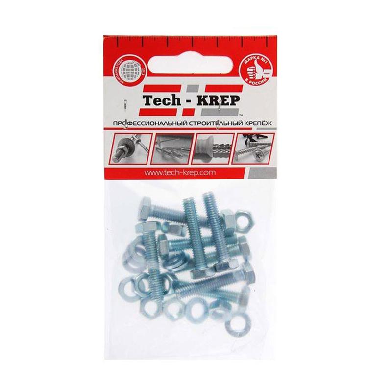 Фото товара Болт с шестигранной головкой М6х25 DIN 933 + гайка + шайба оцинк. (уп.8шт) Zitar 112718