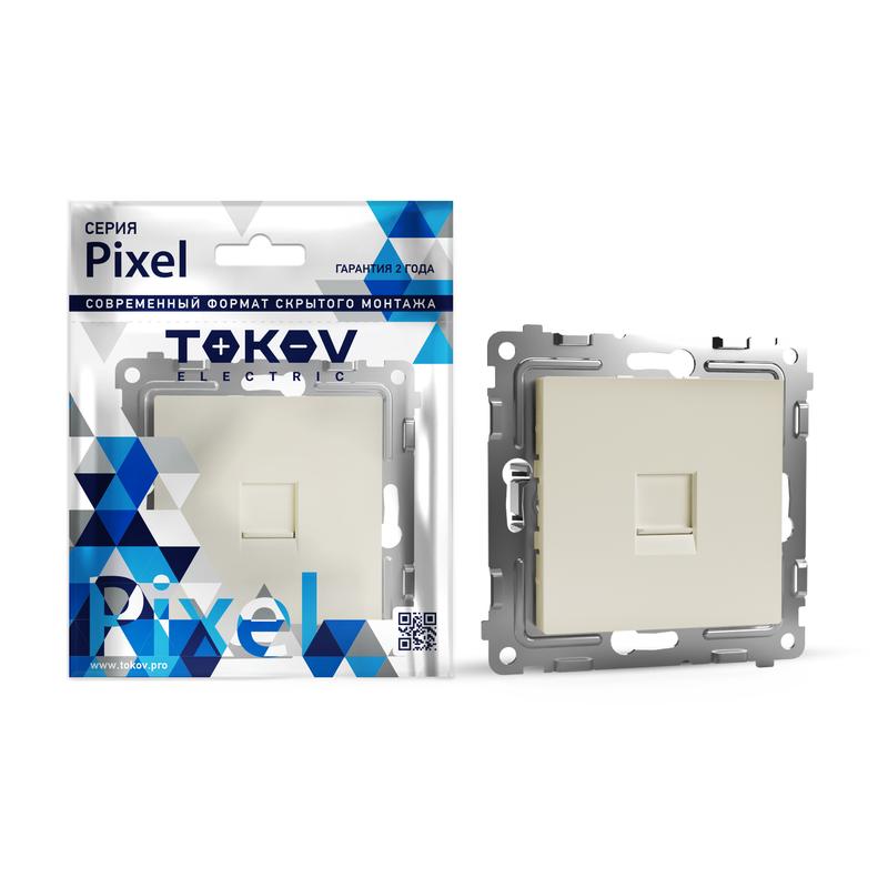 Фото товара Розетка телефонная 1-м СП Pixel RJ11 механизм беж. TKE-PX-RT1-C02