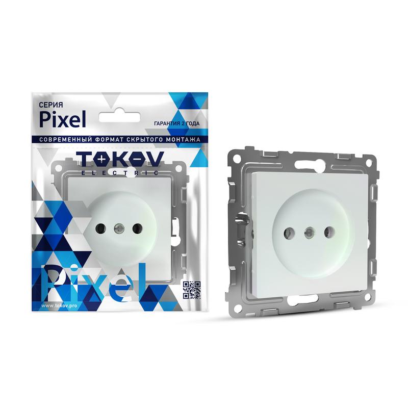 Розетка 1-м СП Pixel 16А IP20 без заземл. защ. шторки механизм перламутр. TKE-PX-R1SF-C04