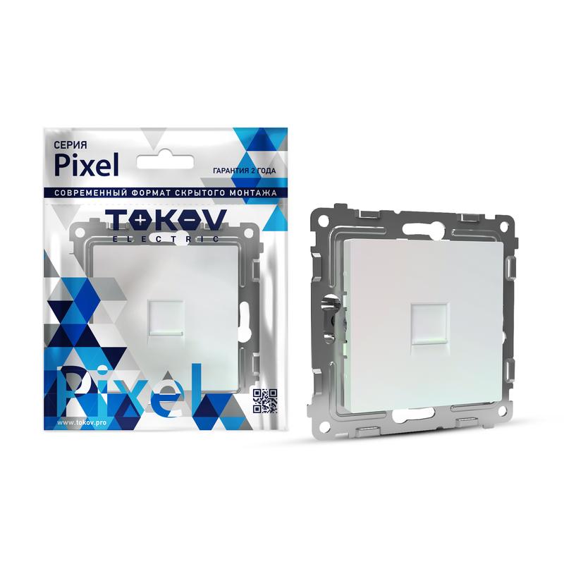 Фото товара Розетка телефонная 1-м СП Pixel RJ11 механизм перламутр. TKE-PX-RT1-C04