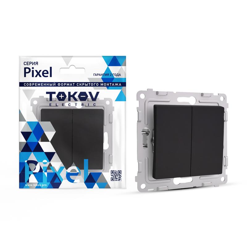 Выключатель 2-кл. СП Pixel 10А IP20 механизм карбон TKE-PX-V2-C14