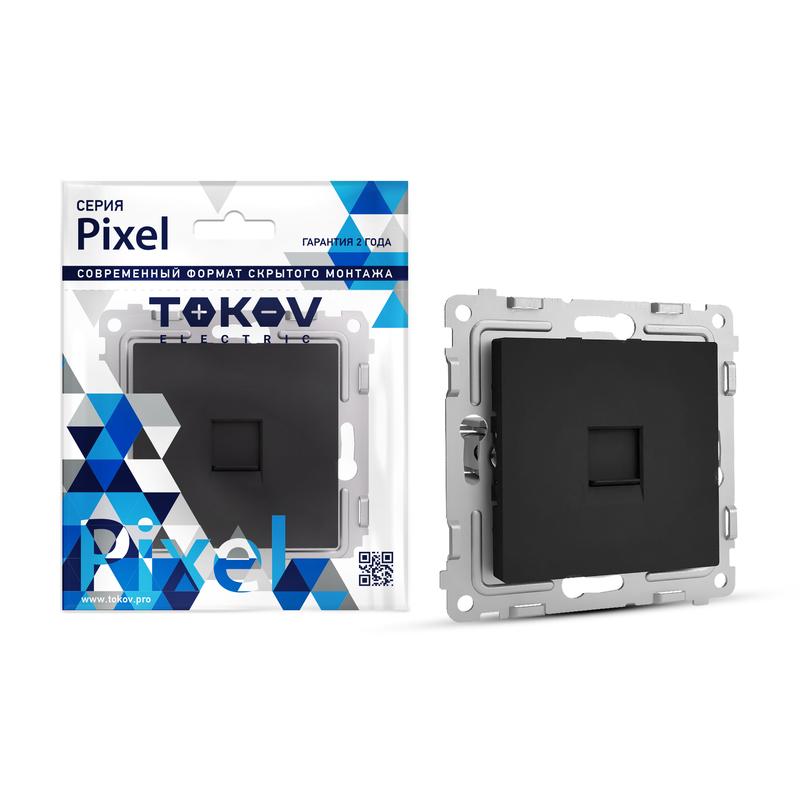 Фото товара Розетка телефонная 1-м СП Pixel RJ11 механизм карбон TKE-PX-RT1-C14