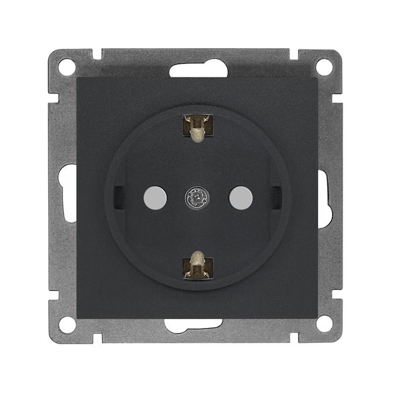 Фото товара Розетка 1-м СП Афина 16А IP20 с заземл. защ. шторки механизм графит A0049-Gr