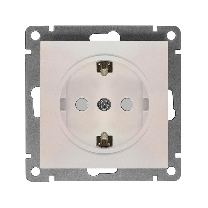 Фото товара Розетка 1-м СП Афина 16А IP20 с заземл. защ. шторки механизм жемчуг A0049-OBr