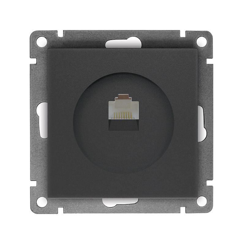 Фото товара Розетка компьютерная 1-м СП Афина RJ45 кат.5E механизм графит A0051-Gr