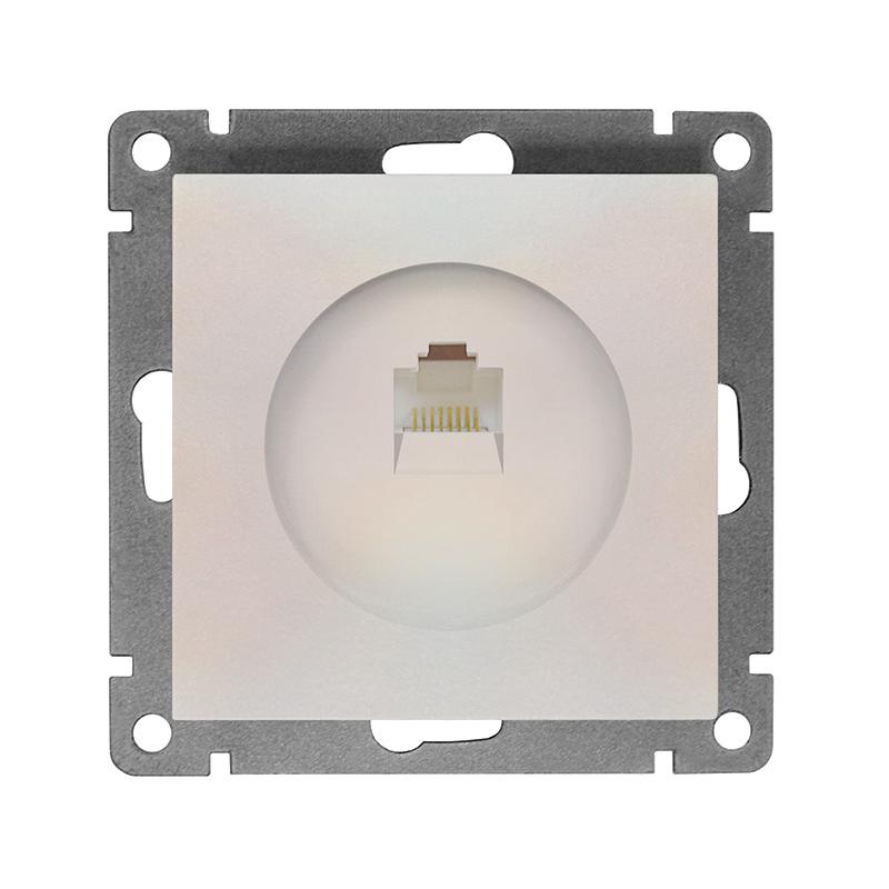 Фото товара Розетка компьютерная 1-м СП Афина RJ45 кат.5E механизм жемчуг A0051-OBr