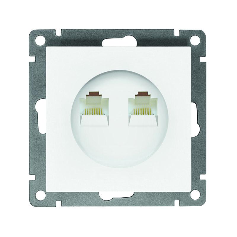 Фото товара Розетка компьютерная 2-м СП Афина RJ45 кат.5E механизм бел. A1086
