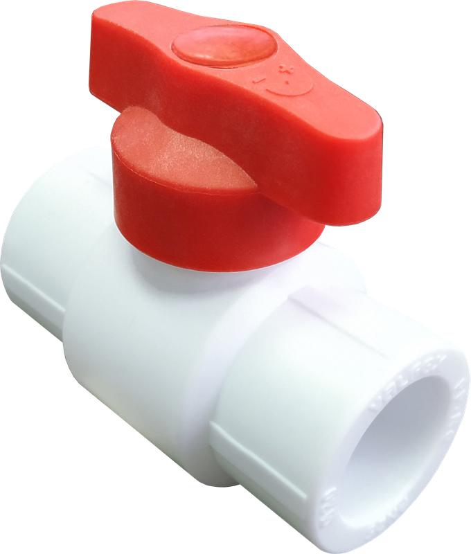 Фото товара Кран шаровой 25 полупроходной с красн. ручкой (60/15) бел. VALFEX 20255025R