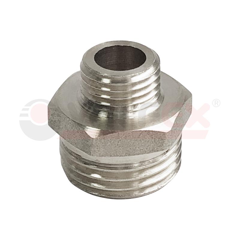 Фото товара Ниппель никелированный переходной НР 1 1/2дюйм-НР 1дюйм (50/5) VALFEX VF.580.N.112.100