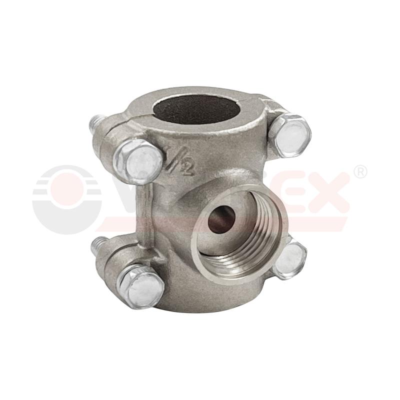 Фото товара Обойма-тройник ремонтная никелированная ВР 1/2дюймх1/2дюймх1/2дюйм (50/10) К VALFEX VF.755.N.012.012.012