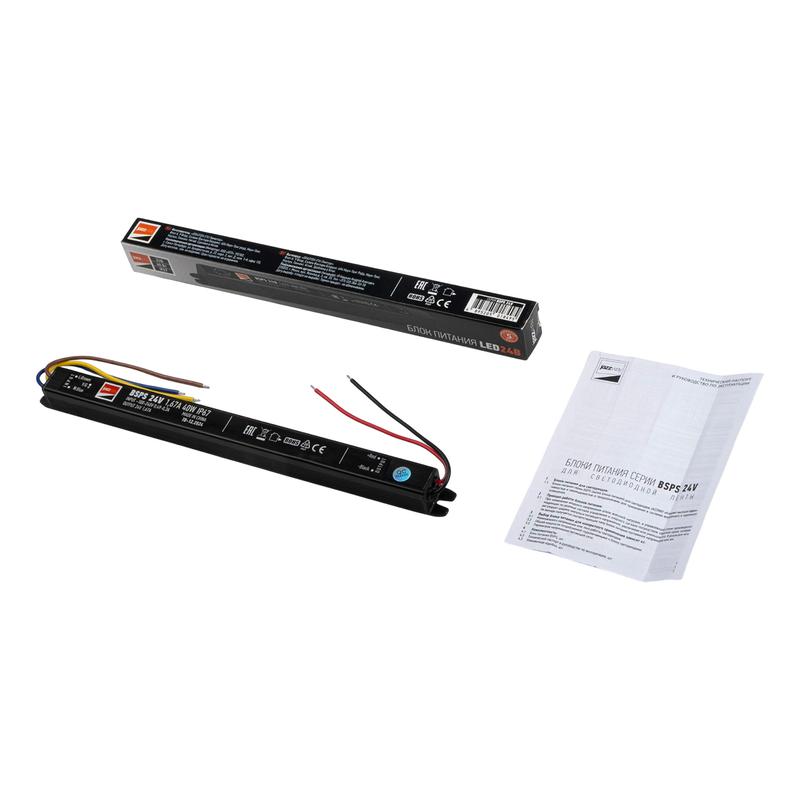 Фото товара Блок питания для светодиодной ленты 40Вт 1.67А 24В IP67 BSPS влагозащ. метал. Pro JazzWay 5018495