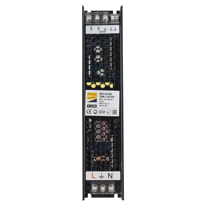Фото товара Блок питания для светодиодной ленты 100Вт 4.16А 24В IP20 BSPS DIM диммир. метал. Pro JazzWay 5035553