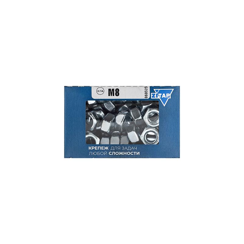 Фото товара Гайка шестигранная М8 DIN 934 оцинк. (уп.100шт) Tech-Krep/Zitar 105248